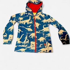 Mini Boden Blue and white dinosaur zip up hoodie terry